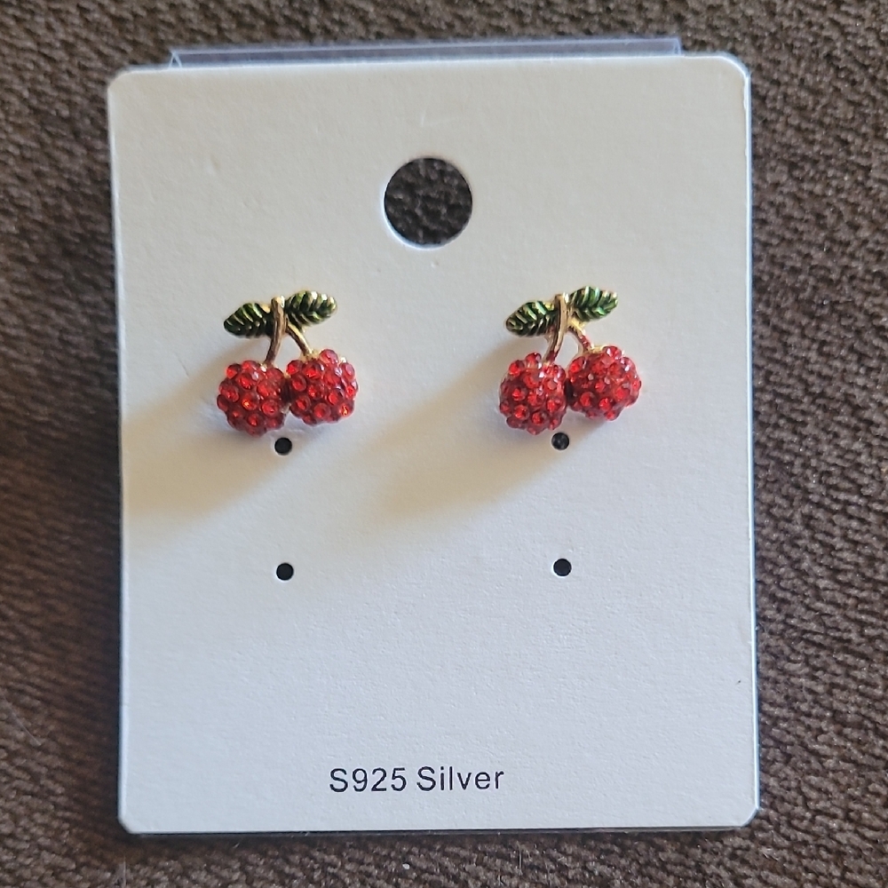 Red and Green Cherry Earrings